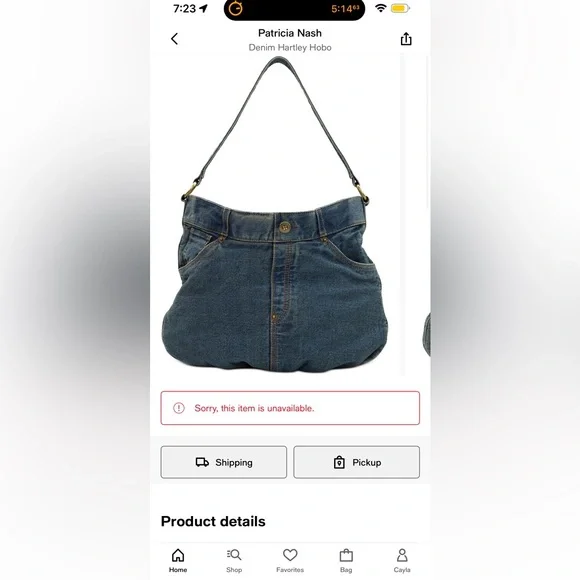 Patricia Nash- Hartley Denim Hobo Shoulder Bag - Picture 10 of 10